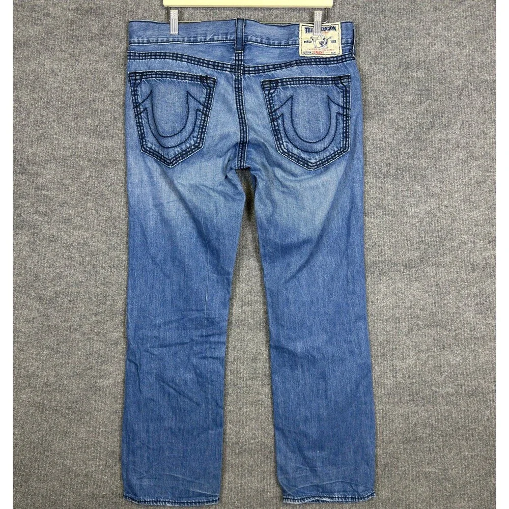 True Religion Men's Straight Jeans Size 36x32 Denim World Tour USA Buddha